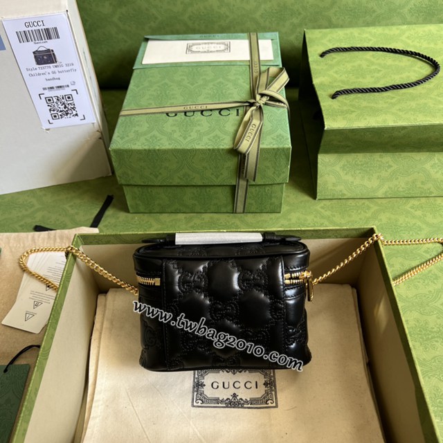 gucci專櫃新款絎縫皮革化妝包鏈條肩背女包 古馳GG Matelassé迷你手提包 jcp1917